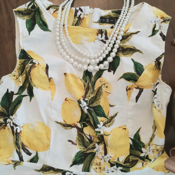 Lemon Print Fit and Flare Dress - Picture 10 of 10